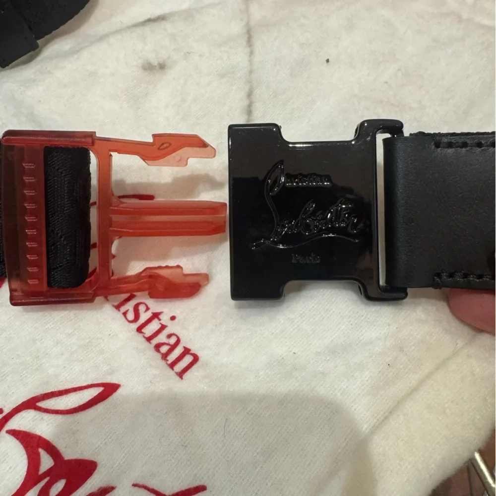 Christian Louboutin Nylon Belt Black Red With Bag